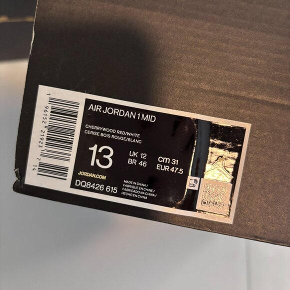 Nike Air Jordan 1 Mid Cherrywood Red White Men\'s size 13 NEW in BOX DQ8426-615 main image 6